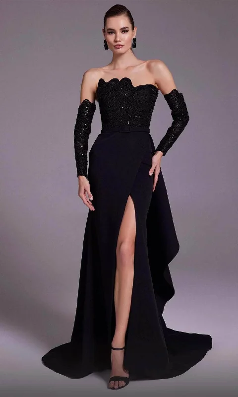 Savings Alert MNM Couture N0553 - Strapless Scalloped Evening Dress