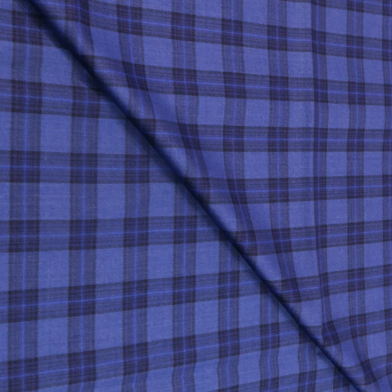 Bonus Savings 2.50 YDS Piece Kashmir Blue Prince Of Wales Blue Super 150's Extrafine Wool Loro Piana Fabric