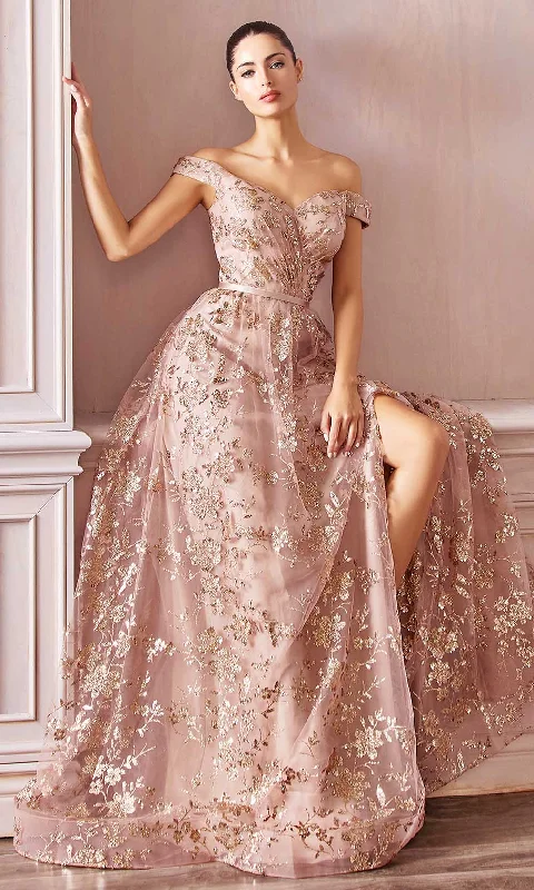 Epic Deals Cinderella Divine - CB069 Embellished Print Off Shoulder Gown