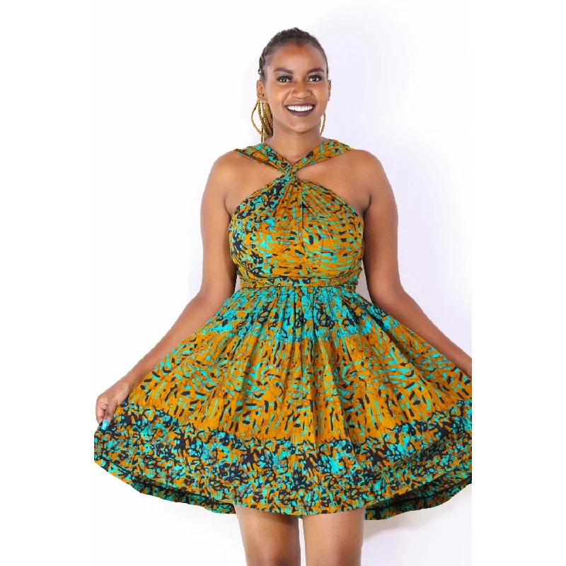 Special Discount Malkia Mustard Yellow African Print Infinity Dress