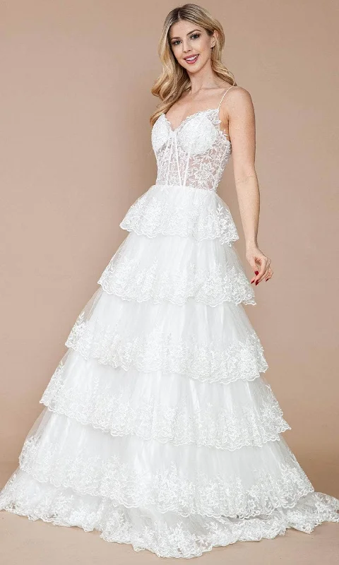 Midnight Madness Poly USA 9402 - Embroidered Tiered A-Line Prom Dress