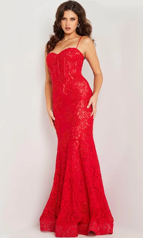 Best Bargains Jovani 07499 - Bustier Lace Mermaid Prom Dress