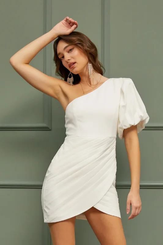 Great Deals Glamorous Times White One-Shoulder Mini Dress
