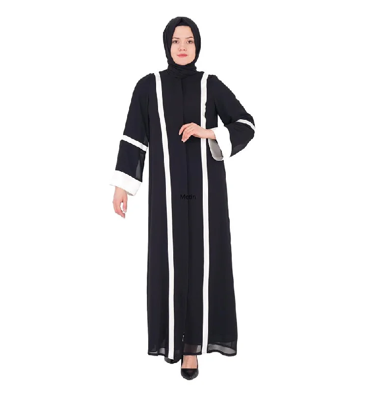 Members Only Modest Women's Chic Abaya with Trim - 164 White