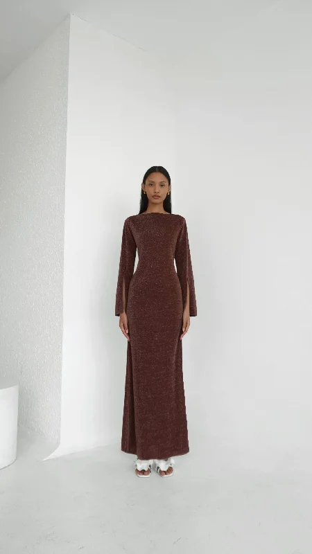 Amazing Deals Chocolate Brown Maxi Dress