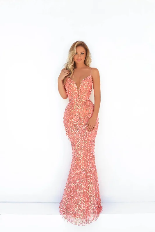 Stock Up and Save Tarik Ediz - 51048 Sequin Ornate Fitted Evening Dress