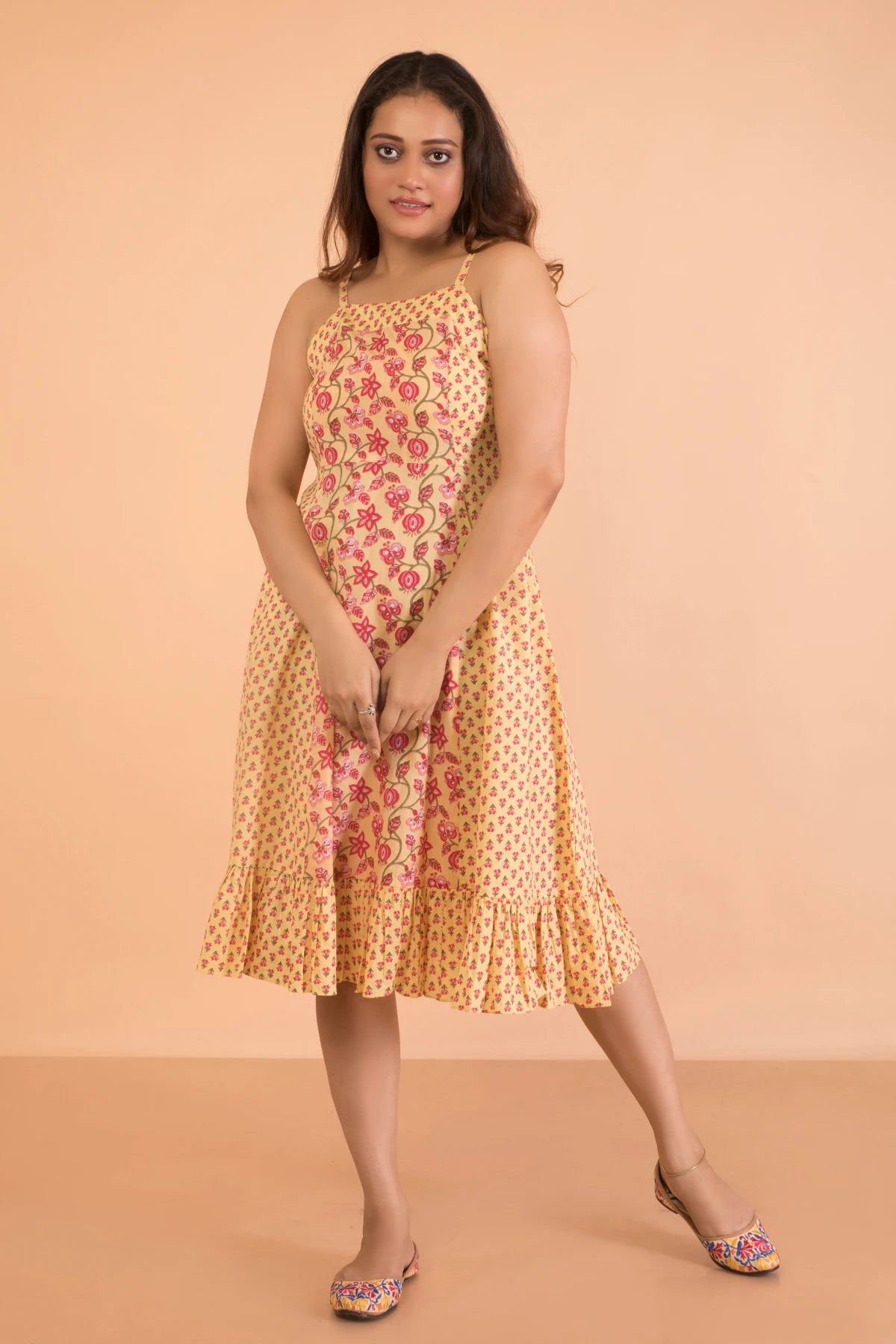 Bargain Prices Double Printed Honey Noodle Strap Dress