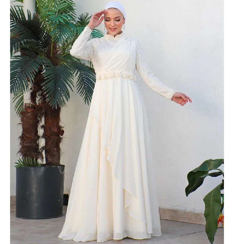 Loyalty Reward Modest Formal Rose Dress G584 Ivory