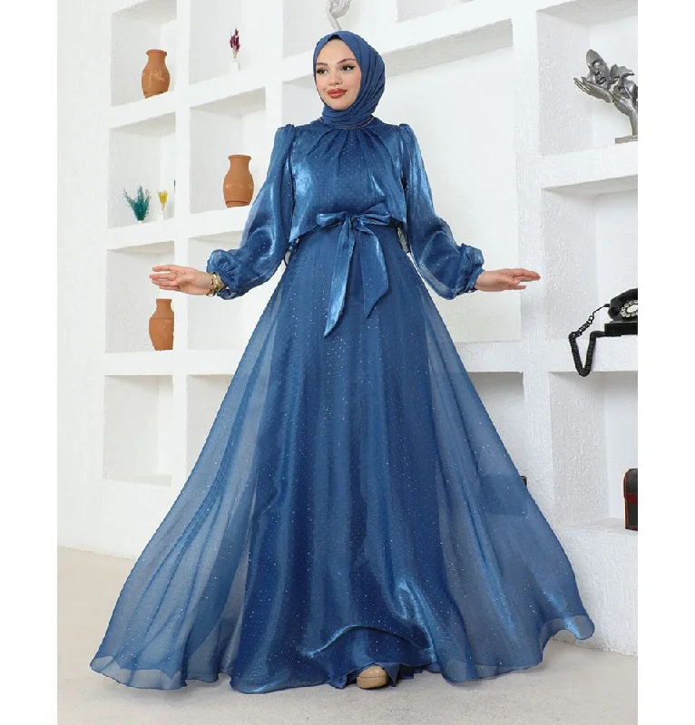 Exclusive Savings Modest Muslim Women’s Luxury Shine Beaded Tulle Evening Dress - G739 Celestial Blue Exclusive Savings Modest Muslim Women’s Luxury Shine Beaded Tulle Evening Dress - G739 Celestial Blue