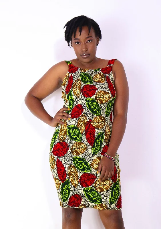 Don't Wait Kasa Women's African Print Stretch Dress (Green)