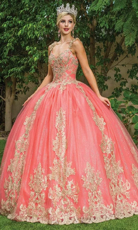 Great Deals Dancing Queen - 1629 V Neck Golden Embellished Gown