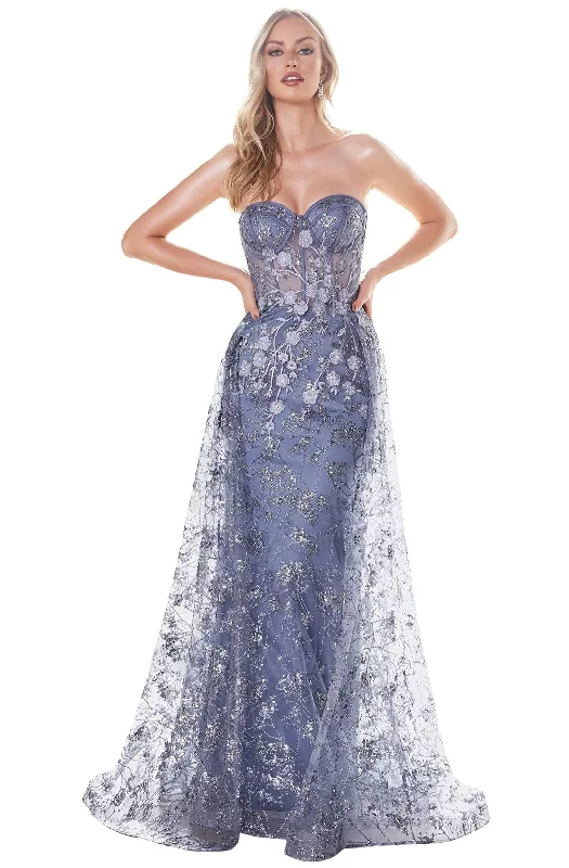 Deal Dash Cinderella Divine - CB046 Floral Appliqued Bustier Overskirt Gown