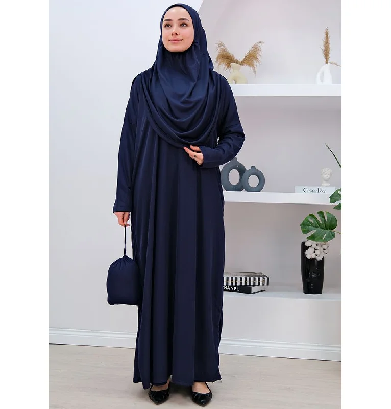 Online Specials Modest Women's One Piece Prayer Dress N2303 - Navy