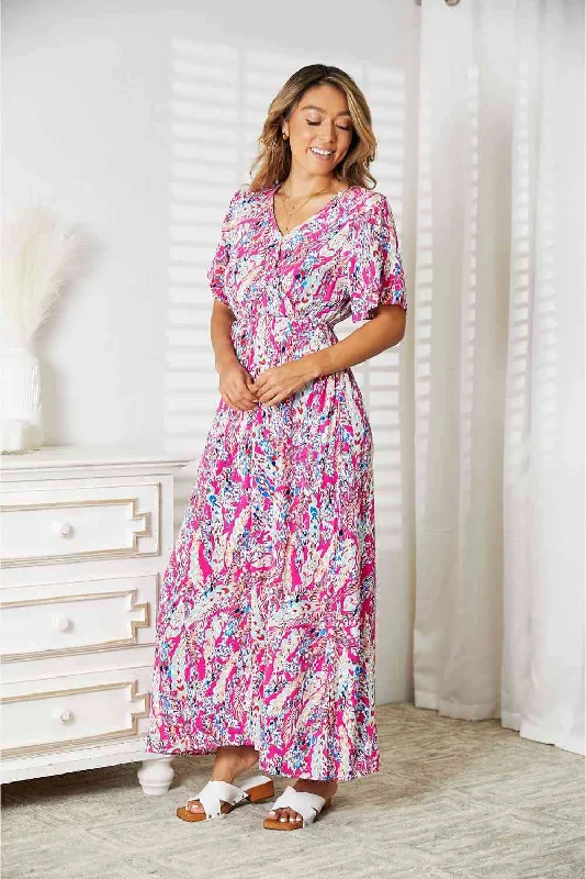 Super Sale Double Take Multicolored V-Neck Maxi Dress