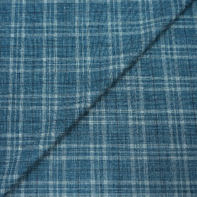Hot Deal Light Blue And White Plaid Dormeuil Naturals Wool Bamboo Silk & Linen Fabric
