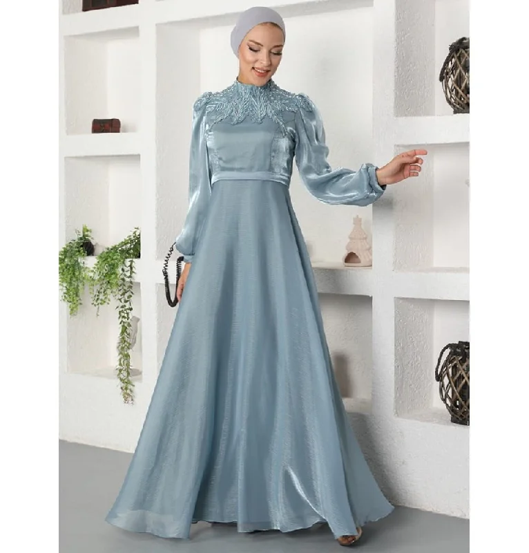 Customer Appreciation Sale Modest Formal Leaf Dress G539 Mint