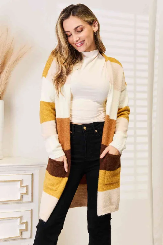 Season Finale Sale Woven Right Color Block Dropped Shoulder Cardigan