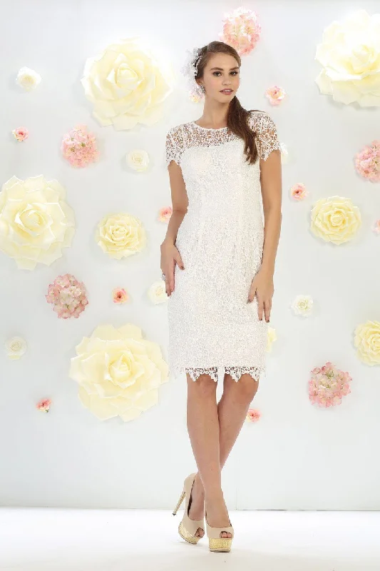 Discount Days May Queen - MQ1253 Stylish Cap Sleeve Lace Formal Dress