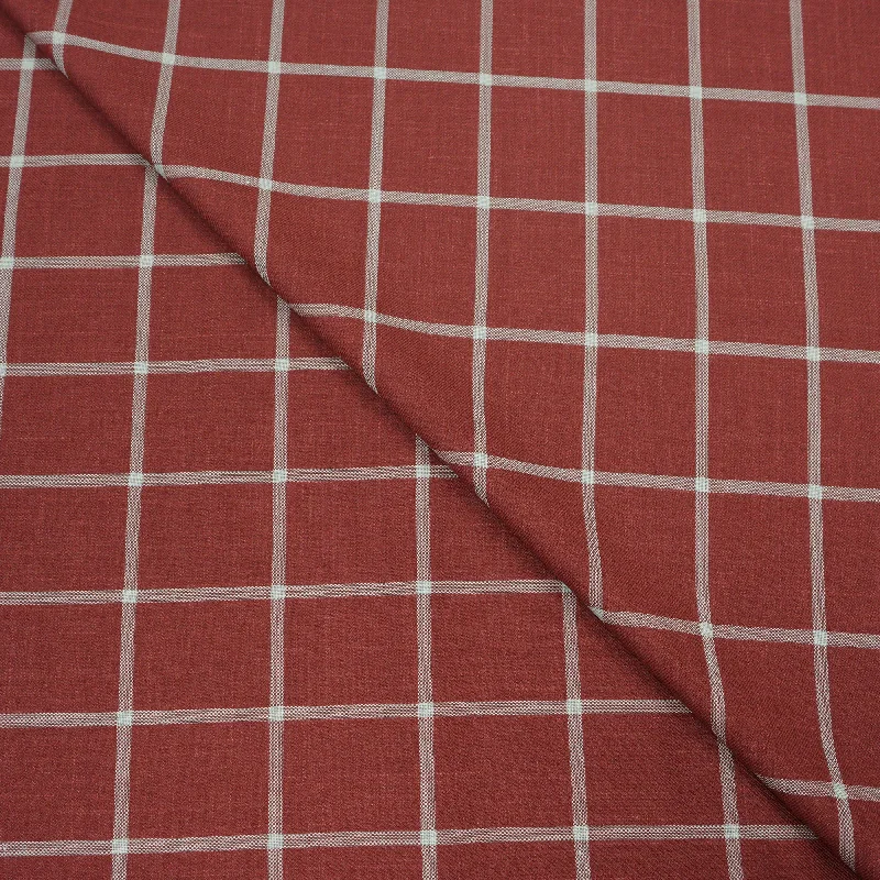Bargain Prices Burgundy Plaid Dormeuil Cosmos Finest Wool Silk And Linen Fabric