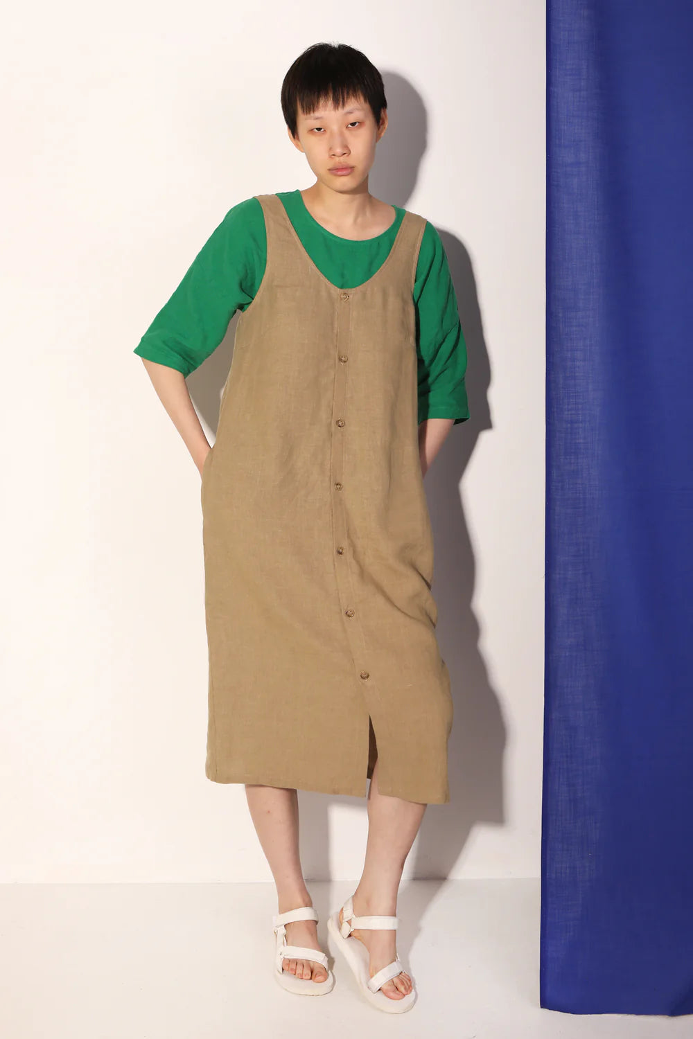 Today’s Deal Button Front Slip Dress in Stone | LF Markey