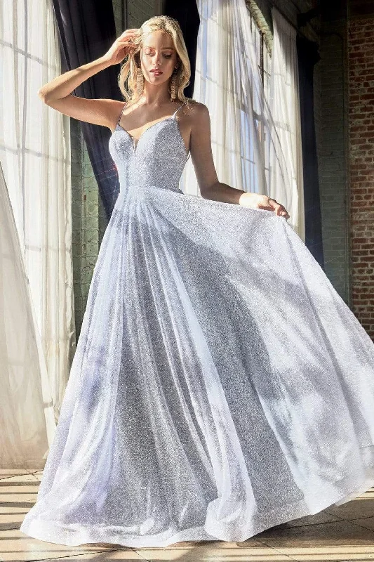 Today's Special Cinderella Divine - CD205 Plunging V-neck Glitter A-line Dress