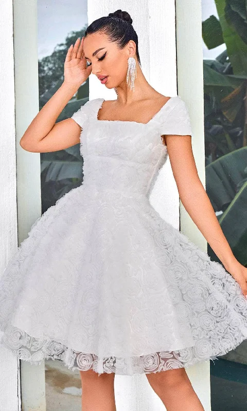 Loyalty Reward J'Adore Dresses J24088 - Square Neck Ruffled Cocktail Dress
