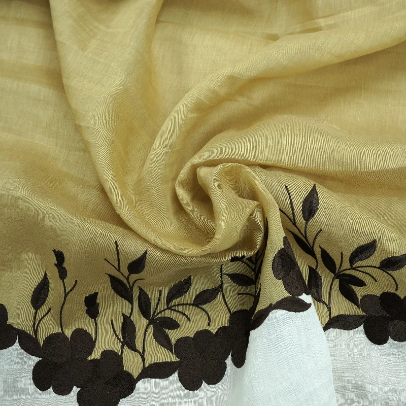 Customer Appreciation Sale Fawn Yellow and White Floral Embroidered Linen and Polyester Customer Appreciation Sale Fawn Yellow and White Floral Embroidered Linen and Polyester