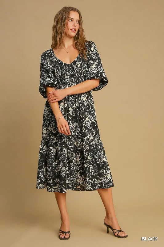 Mega Deal Two Tone Midi Dress - Black