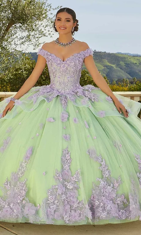 Bargain Bin Vizcaya by Mori Lee 89437 - Off-The-Shoulder 3D Floral Applique gown