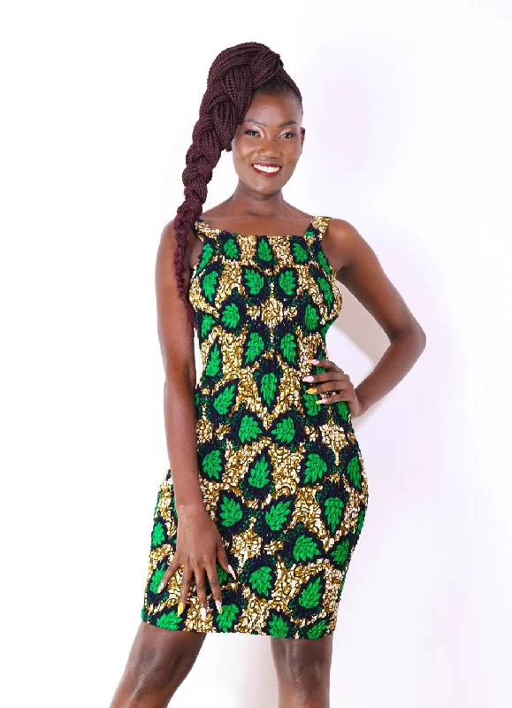 Great Deals Kasa Women's African Print Stretch Dress (Green)