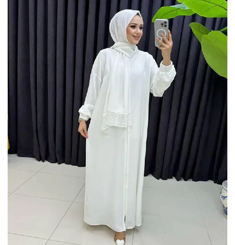 Flash Deals Islamic Women's Prayer Dress With Attached Hijab - White