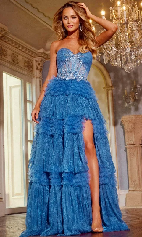 Big Discounts Jovani 42257 - Ruffled Lace Prom Dress