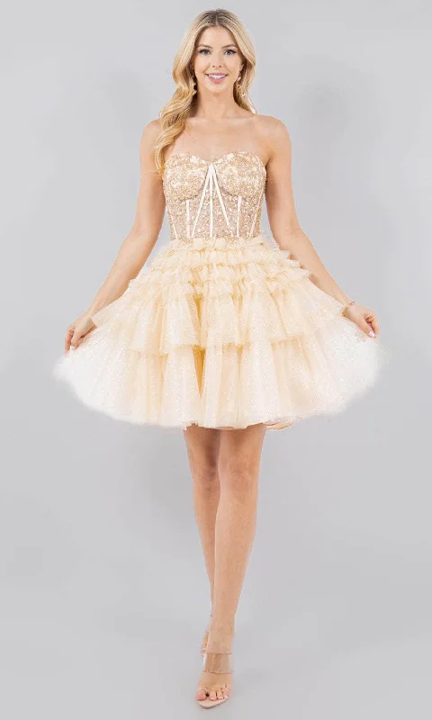 Year-End Clearance Cinderella Couture 5133J - Strapless Beaded Corset Cocktail Dress