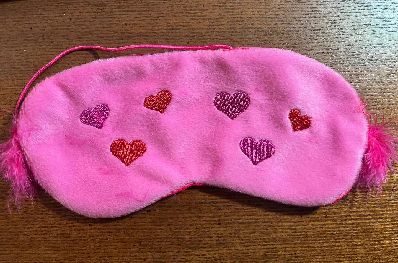 Daily Specials Shirley of Hollywood Valentine Hearts Sleep Mask satin back with feathers