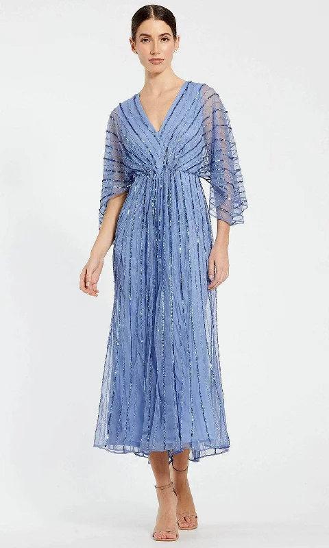 Deal Alert Mac Duggal 93995 - Beaded Striped V-Neck Formal Dress