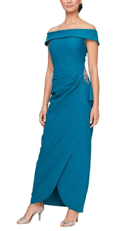 Discount Deals Alex Evenings 134164 - Straight Across Wrap Formal Dress