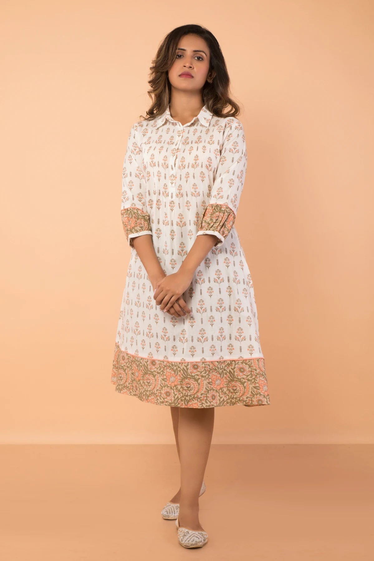 Stock Clearance A-line Pintucked Dress