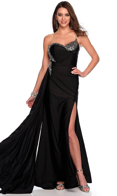 Weekend Deal Dave & Johnny 11494 - One Shoulder Embellished Prom Gown