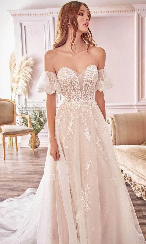 Quick Sale Andrea and Leo A1014C - Off-Shoulder Leaf Motif Bridal Gown