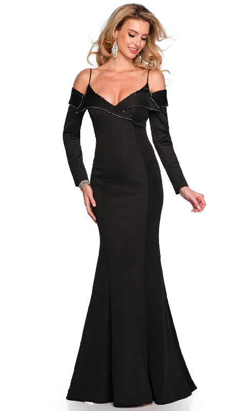 Price Rollback Dave & Johnny 11434 - Long Sleeve Cold Shoulder Evening Gown