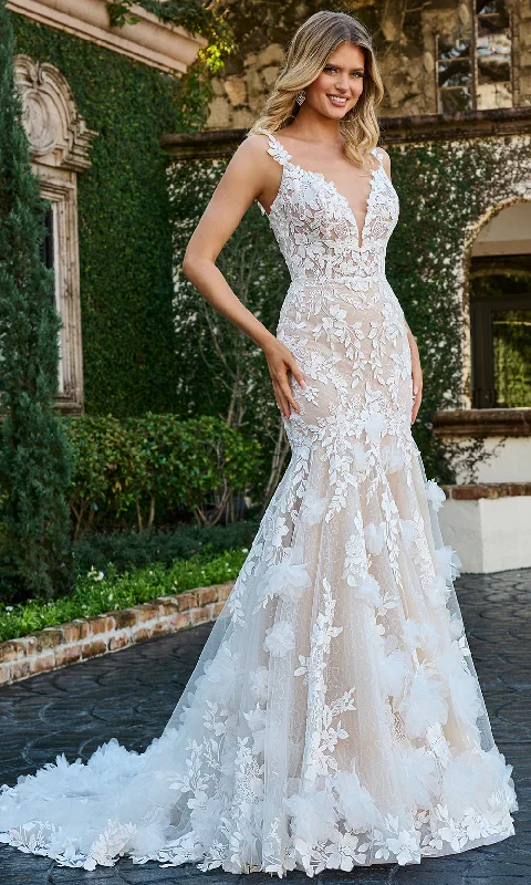 Friends and Family Sale Rachel Allan RB5063 - 3D Floral Appliqued Trumpet Bridal Gown Friends and Family Sale Rachel Allan RB5063 - 3D Floral Appliqued Trumpet Bridal Gown