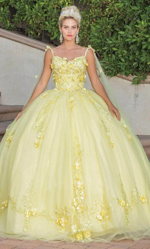Best Seller Dancing Queen 1738 - Floral Applique Quinceanera Ballgown