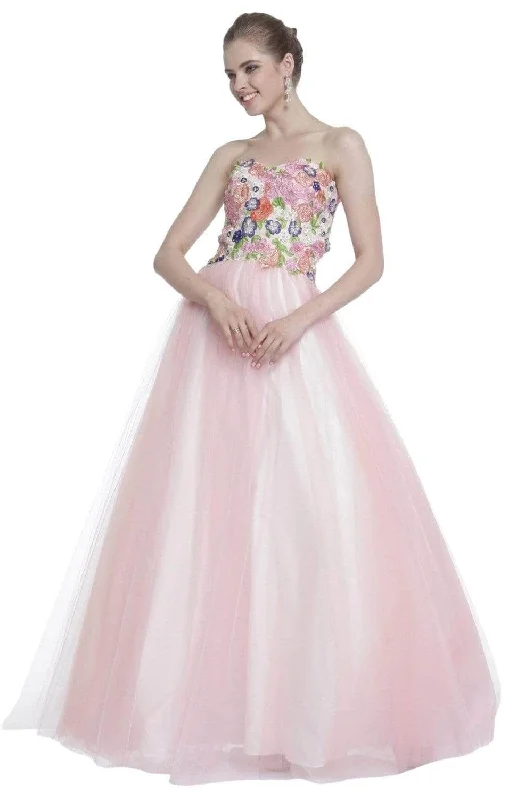 Crazy Deals Ladivine 7637 - Floral Lace Sweetheart Long Dress