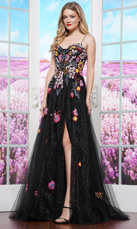 Fantastic Deals Colors Dress 3582 - Floral Embroidered Tulle A-Line Prom Gown