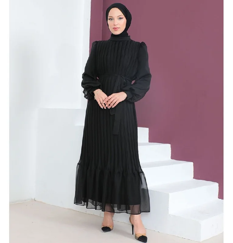 Crazy Deals Modest Women's Dress Elegant 9390 - Black