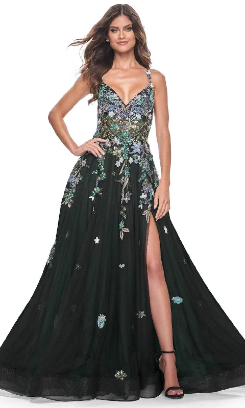 Get It Before It’s Gone La Femme 32023 - A-Line Floral Appliqued Prom Gown