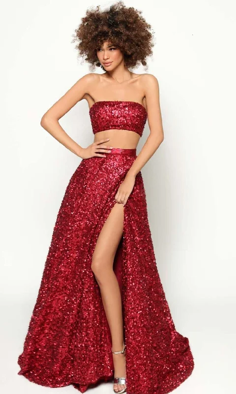 Year-End Sale Tarik Ediz - 51177 Strapless Sequin Two Piece Gown