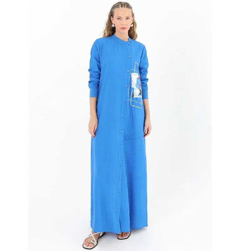 Reduced Prices Modern Muslim Women's Sporty Bomber Dress - 12533 Blue