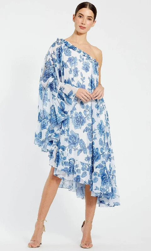 Price Reduction Mac Duggal 55073 - One Cape Bell Sleeve Floral Cocktail Dress