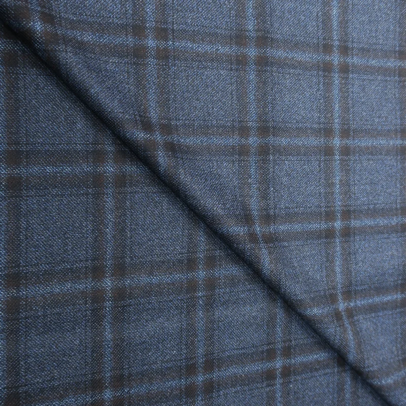 Great Deals 2.40 YDS Blue and Brown Prince Of wales 100% Cashmere Loro Piana Fabric